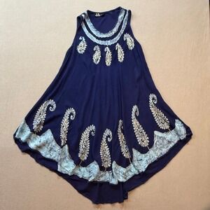 S.R. Fashion Tie Dye Sleeveless Embroidered‎ Sun Dress Free Size
